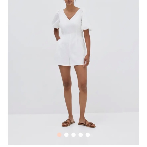 Taye Puff Sleeve Tie Back Romper - Picture 1 of 15